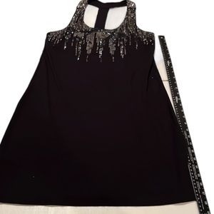 INC International Concepts size large black sequin dress racerback shelf bra